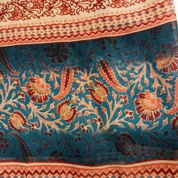 Wallflower Blue Floral Sheer Open Front Kimono Arm Holes Size Large - Picture 7 of 12